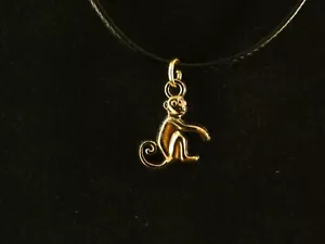 Affe Anhänger mit Kette 24 Karat Vergoldet Tier Urwald Monkey Banane Baum - Bild 1 von 2