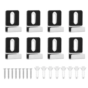 8Pcs Mirror Hanging Brackets Sturdy Steel Frameless Wall Mount Clip Set - Picture 1 of 8