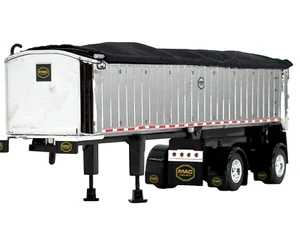 1/64 DCP CHROME/BLACK MAC SPREAD AXLE DUMP TRAILER W/ BLACK TARP - Picture 1 of 5
