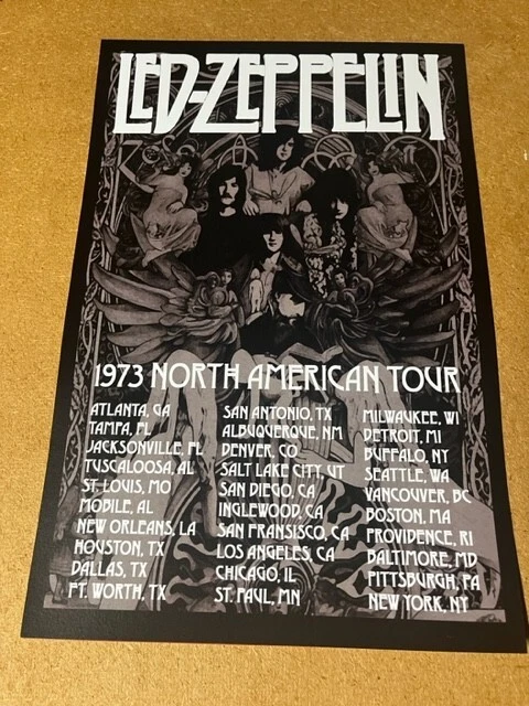Led Zeppelin 1973 North American Tour Dates Promo Cardstock Concert Poster 12x18 - Image 1 of 1