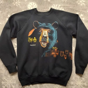 Sudadera De Colección Oso Negro Naturaleza Tribal Gráfico XL 90s Cuello Redondo - Imagen 1 de 9