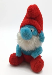 Papa Smurf 8" Plush Stuffed Toy Peyo Vintage 1981 Wallace Berrie & Co. Korea - Picture 1 of 10