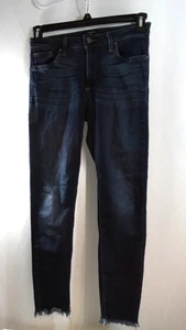Just Black Damen Jeans 27 Junior Blau Skinny Crop Distressed Destroy Raw Hem - Bild 1 von 4