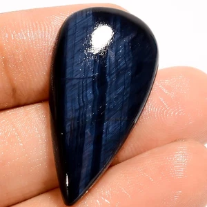 100% Natural Blue Tiger Eye Pear Shape Cabochon Gemstone 21 Ct 32X16X5mm GC42273 - Picture 1 of 2