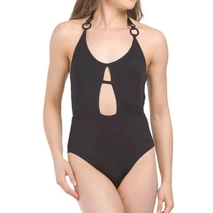 NWT Trina Turk Women's Size 8 Monaco One Piece Swimsuit Bathing Suit Black NEW - Picture 1 of 3