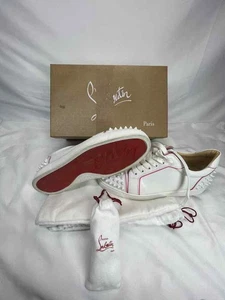 Women's Size 9 Christian Louboutin Spiked Vieira White SPB-JB 354414 - Picture 1 of 10