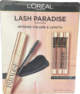 L'Oreal Paris Voluminous Lash Paradise Volume Mascara, Blackest Black, 3 Pack - Image 1 of 2