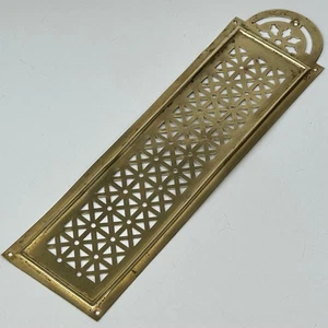 Antique French Traditional Door Furniture Punched Brass Fretwork Finger Plate - Picture 1 of 15