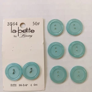 Set of 8 Vintage La Petite Blue Plastic Round Two Hole 3/4" Buttons - Picture 1 of 6