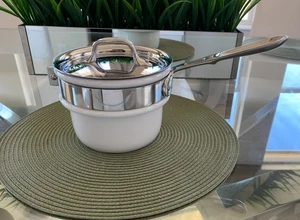 INSERTO DE PORCELANA DE CALDERA DOBLE TODO REVESTIDO CON TAPA PARA SARTÉN DE 2 CUARTOS TODO REVESTIDO - Imagen 1 de 8