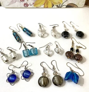 Job Lot 10 X Beautiful Coloured Art Glass Drop Dangle Earrings Dichroic Murano - Picture 1 of 9