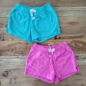 Set of 2 SO Girl's Terry Shorts, Pink & Teal w/ Elastic Waist, Pockets - Size 7 - Picture 1 of 5