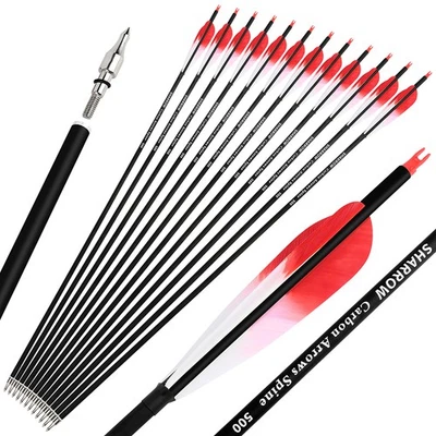 28" 30" 31" Carbon Arrows SP500 100gr Screw Archery Compound Recurve Bow Hunting - Image 1 of 4