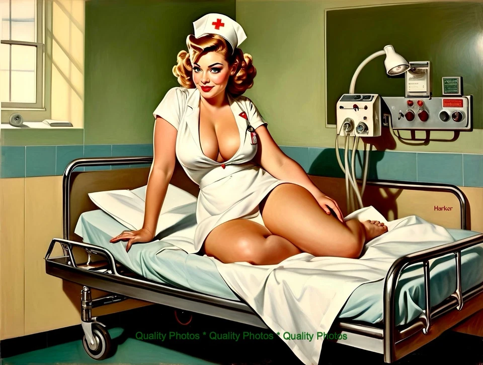 Linda enfermeira está pronta para seu exame pinup 8,5x11" impressão fotográfica arte elvgren/harker - Imagem 1 de 1