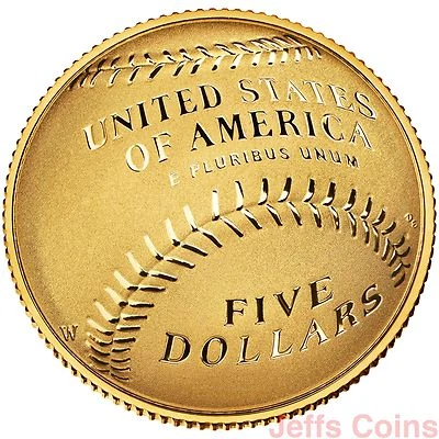 2014 W National Baseball Hall of Fame Gold Proof $5 Dollar US Mint Box COA B31 - Image 1 of 3