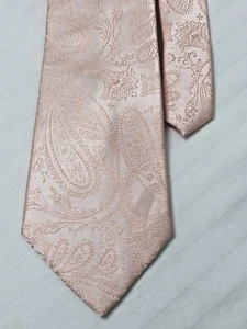 Vesuvio Napoli Men's Tie Necktie Peach Pink 100% Polyester 59” EUC 20M200 - Picture 1 of 7