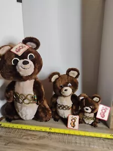 Olympische Teddybären 1980 Vintage Dakin Mischa Maskottchen alle 3 Plüsch Moscow Games - Bild 1 von 17