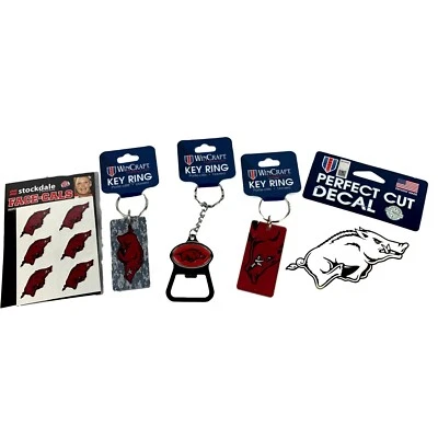 Lot University Of Arkansas Razorbacks Keychains & Decal Official NCAA NEW Z1 - Image 1 of 2