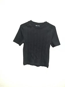 Zara schwarzes kurzärmliges Strickoberteil Damen Größe L - Bild 1 von 6