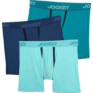 Men's Jockey Underwear 3pk No Chafe Pouch Boxer Briefs/ NAVY GREEN TEAL - Picture 1 of 5