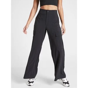 Athleta Chelsea Wide Leg Pants Athletic Black Workout Gym Everyday Casual 10 - Picture 1 of 7