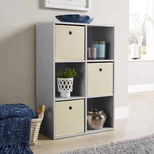 Grey Storage Cube 6 Shelf Bookcase Wooden Display Unit Organiser Furniture - Picture 1 of 3