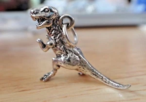 Sterling Silver 3D 26x24x10mm Solid Tyrannosaurus Rex Dinosaur Charm - Picture 1 of 5