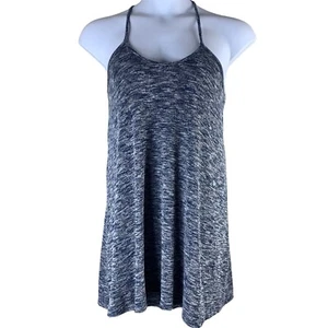 American Eagle Piccolo Abito Spaghetti Spalline Maglia Heathered Blu Hi Low Mini - Foto 1 di 5