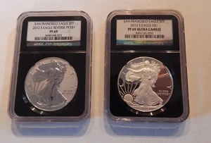 2012 S Silver Eagle $1 San Francisco Set NGC PF69 25th Anniversary - Picture 1 of 2