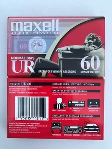 Maxell UR 60 Min Low Noise/High Output Type I Audio Cassette Tapes Sealed 2 pack - Picture 1 of 3