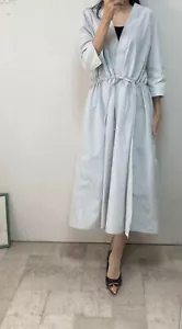 Jil sander navy woman's long shirt dress 40 ice blue 3/4 sleeve cachecoeur cotto - Picture 1 of 13