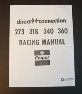 Mopar Direct Connection Racing Manual 273 318 340 360 Engine Dodge Plymouth Vtg - Picture 1 of 4