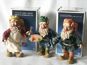 3 Kurt Adler Santas Workshop Fabric Mache 6” Elf Figures Set 2 in Boxes READ - Picture 1 of 10