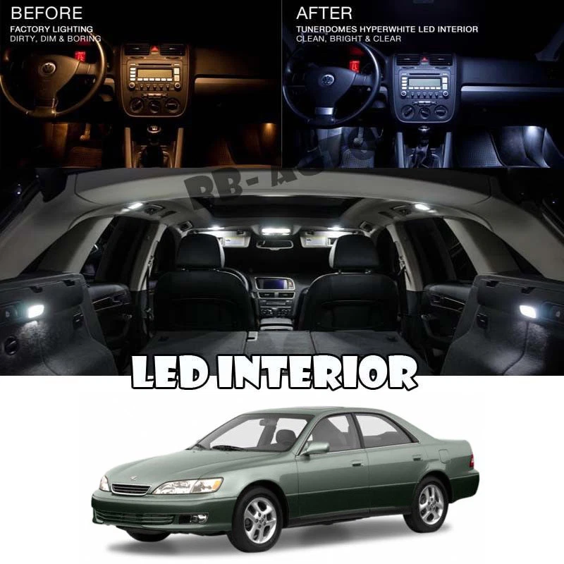 适用于 91 - 94 雷克萨斯轿车 ES300 LED 内部氙气灯泡全白色套装套件 — 第 1/1 张图片