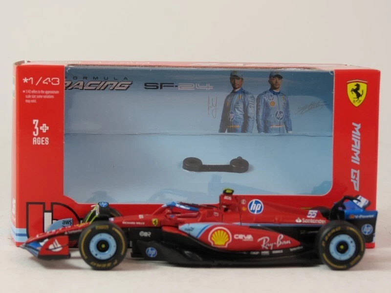 Modellino F1 Bburago 1/43 Race&Play Ferrari SF-24 C. Sainz #55 Miami GP 2024