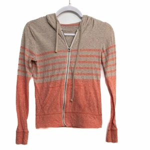 Aeropostale Girls Red Gray Hoodie Striped Full Zip Long Sleeve Pockets Size S - Picture 1 of 7