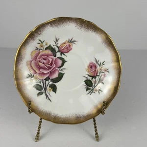 Adderley Fine Bone China Saucer Pink Roses Gold Trim England Vintage 5.5” Plate - Picture 1 of 4