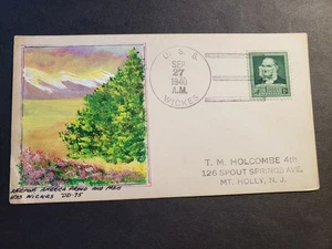 Destroyer USS WICKES DD-75 Naval Cover 1940 HAND PAINTED MORRISSEY Cachet - Picture 1 of 2