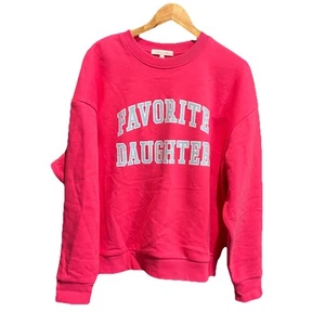 Sudadera para mujer Favorite Daughter rosa manga larga cuello redondo talla pequeña - Imagen 1 de 5