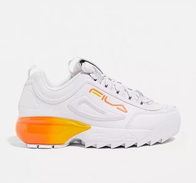 FILA Disruptor 2A Fade sneaker  in white with an orange gradient sole Size 7 - Image 1 of 4