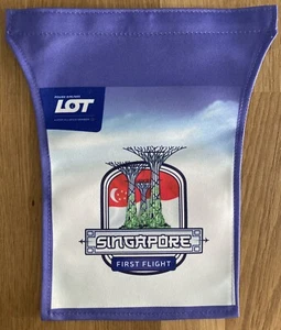 LOT POLISH AIRLINES ISSUED SPECIAL WAW-SIN INAUGURAL FLT SEAT HEADREST COVER - Picture 1 of 1