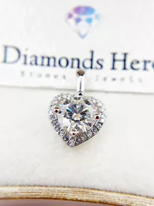 Pendente Diamante Moissanite 1ct D-EF certificato cuore heart diamond pendant - Foto 1 di 8