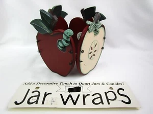 Lg. Candle Jar Holder Wooden Apple Candle Sleeve 4" wide Jar Wrap - Picture 1 of 7