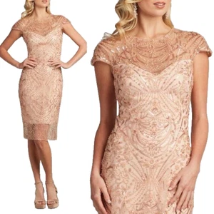 TADASHI SHOJI 10 Pale Pink Sosi Embellished Illusion Dress NWT $499 - Picture 1 of 4