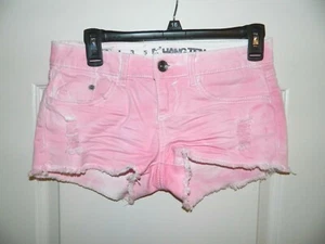 Women's Junior's Pink Distressed Denim Shorts Size 0 - Picture 1 of 2