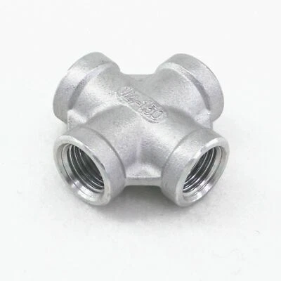 Conector cruzado de 4 vías 1/4" BSP hembra 304 SS montaje de tubería agua Foto 1 de 4