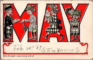 AK Großbrief Name MAY ungeteilte Rückseite gestempelt 1907 - Bild 1 von 2