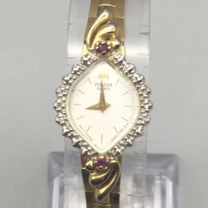 Vtg Pulsar Watch Women Diamond Ruby V400LI76A BROKEN FOR PARTS OR REPAIR - Picture 1 of 15