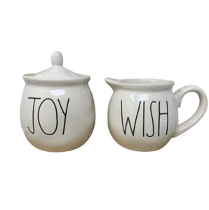 Rae Dunn JOY WISH Creamer Zucchero Set Natale Vacanze Casale Cucina Decorazione - Foto 1 di 8