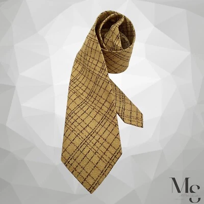 UNGARO Gold PLaid Silk Tie Made In Italy W: 3.5" EX COND - Image 1 of 4